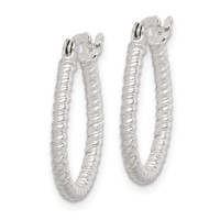 Sterling Silver Twisted 2.5mm Teardrop Hoop Earrings view 2