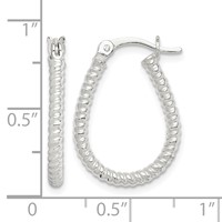 Sterling Silver Twisted 2.5mm Teardrop Hoop Earrings view 4