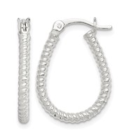 Sterling Silver Twisted 2.5mm Teardrop Hoop Earrings view 1