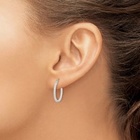 Sterling Silver Twisted 2x20mm Round Hoop Earrings view 3