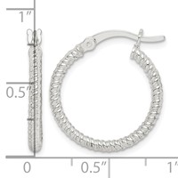 Sterling Silver Twisted 2x20mm Round Hoop Earrings view 4