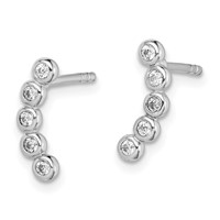 Sterling Silver Rhodium-plated Polished Five CZ Curved Post Earrings view 2