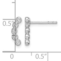 Sterling Silver Rhodium-plated Polished Five CZ Curved Post Earrings view 4