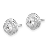Sterling Silver Rhodium Plated CZ Knot Post Earrings view 2