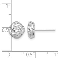 Sterling Silver Rhodium Plated CZ Knot Post Earrings view 4