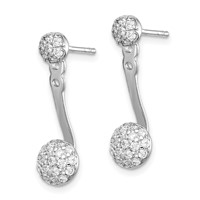 Sterling Silver Rhodium Plated CZ Post Earrings with Jacket view 2
