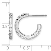 Sterling Silver Rhodium-Plated CZ J-Hoop Earrings view 4