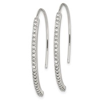 Sterling Silver Rhodium-plated Crystal Threader Dangle Earrings view 2