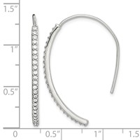 Sterling Silver Rhodium-plated Crystal Threader Dangle Earrings view 4