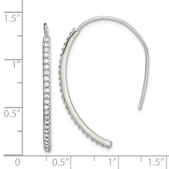 Sterling Silver Rhodium-plated Crystal Threader Dangle Earrings