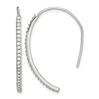 Sterling Silver Rhodium-plated Crystal Threader Dangle Earrings view 1