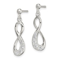 Sterling Silver CZ Infinity Loop Dangle Earrings view 2