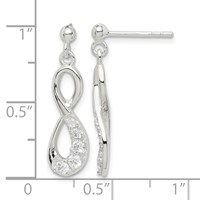 Sterling Silver CZ Infinity Loop Dangle Earrings view 4