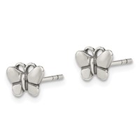 Sterling Silver Oxidized Butterfly Post Earrings view 2