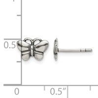 Sterling Silver Oxidized Butterfly Post Earrings view 4