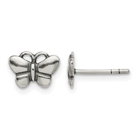 Sterling Silver Oxidized Butterfly Post Earrings view 1