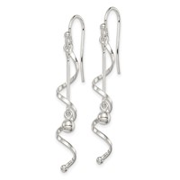 Sterling Silver Polished Twisted Dangle Earrings view 2