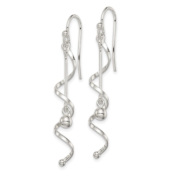 Sterling Silver Polished Twisted Dangle Earrings