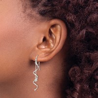 Sterling Silver Polished Twisted Dangle Earrings view 3