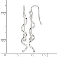 Sterling Silver Polished Twisted Dangle Earrings view 4