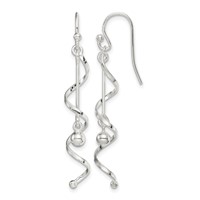 Sterling Silver Polished Twisted Dangle Earrings view 1