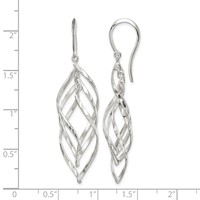 Sterling Silver Fancy Polished & Diamond-cut Twisted Dangle Earrings view 4