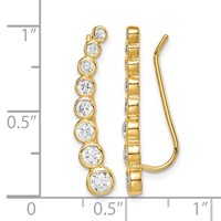 Sterling Silver 14K Gold-plated Polished Graduated CZ Ear Climber Earrings view 4