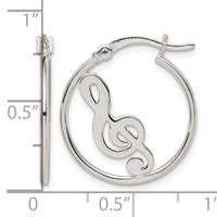 Sterling Silver Polished Music Note Hoop Earrings view 4