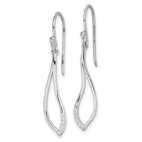 Sterling Silver Rhodium-plated Polished CZ Dangle Earrings view 2