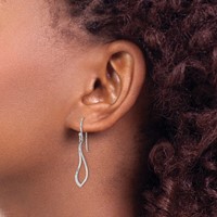 Sterling Silver Rhodium-plated Polished CZ Dangle Earrings view 3