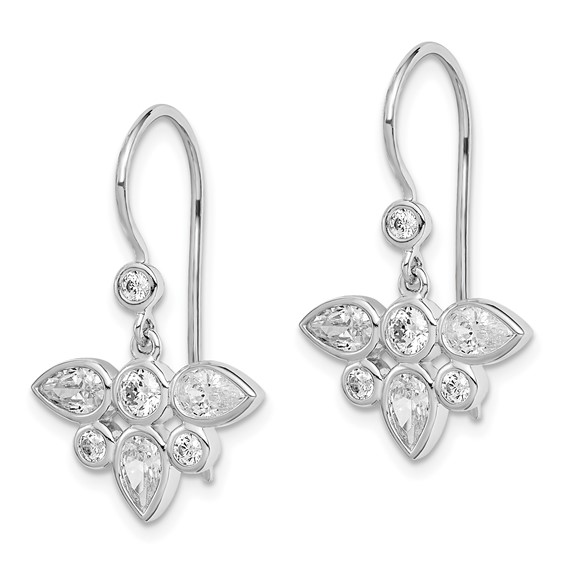 Sterling Silver Rhodium Plated CZ Dangle Earrings