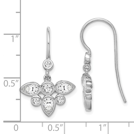 Sterling Silver Rhodium Plated CZ Dangle Earrings