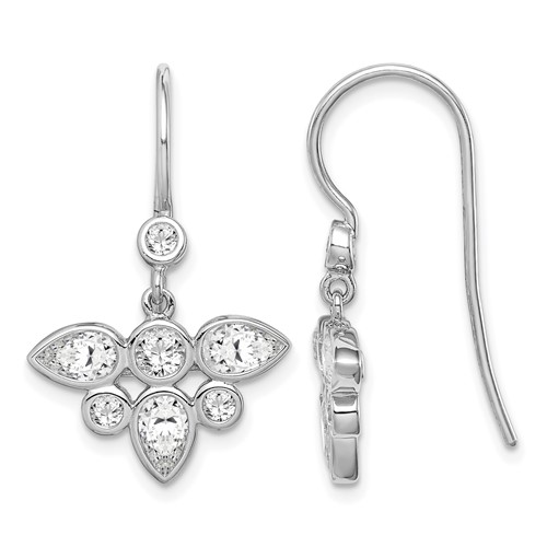 Sterling Silver Rhodium Plated CZ Dangle Earrings