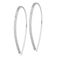 Sterling Silver Rhodium-plated CZ Dangle Earrings view 2