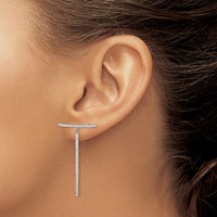 Sterling Silver Rhodium-plated CZ Dangle Earrings view 3