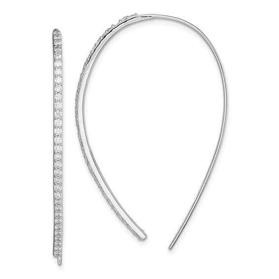 Sterling Silver Rhodium-plated CZ Dangle Earrings