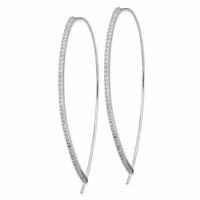 Sterling Silver Rhodium-plated CZ Threader Earrings view 2