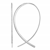 Sterling Silver Rhodium-plated CZ Threader Earrings view 1