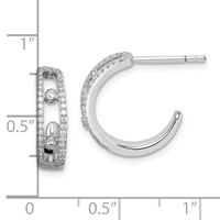 Sterling Silver Rhodium-plated CZ J-Hoop Earrings view 3