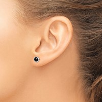 Sterling Silver Rhodium-plated Polished Onyx Round Bezel Stud Earrings view 3