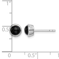Sterling Silver Rhodium-plated Polished Onyx Round Bezel Stud Earrings view 4