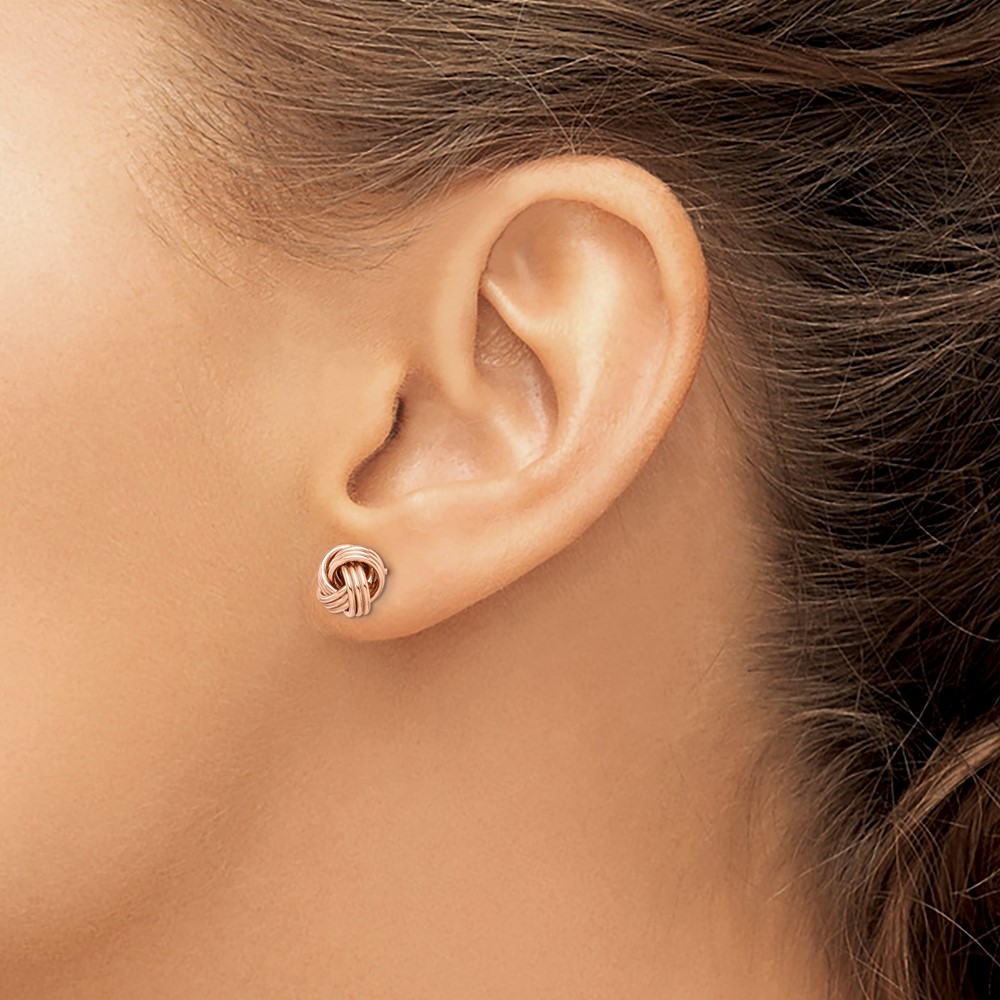 Sterling Silver Rose Tone Love Knot Post Earrings (QE14829)