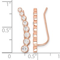 Sterling Silver 14K Rose Gold-plated Graduated CZ Ear Climber Earrings view 4