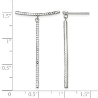 Sterling Silver White CZ Dangle Bar Post Earrings view 4