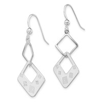 Sterling Silver Polished Geometric Design Diamond Shape Dangle Earrings view 2