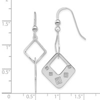 Sterling Silver Polished Geometric Design Diamond Shape Dangle Earrings view 4