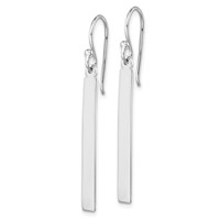 Sterling Silver Rhodium-plated Polished Bar Dangle Earrings view 2