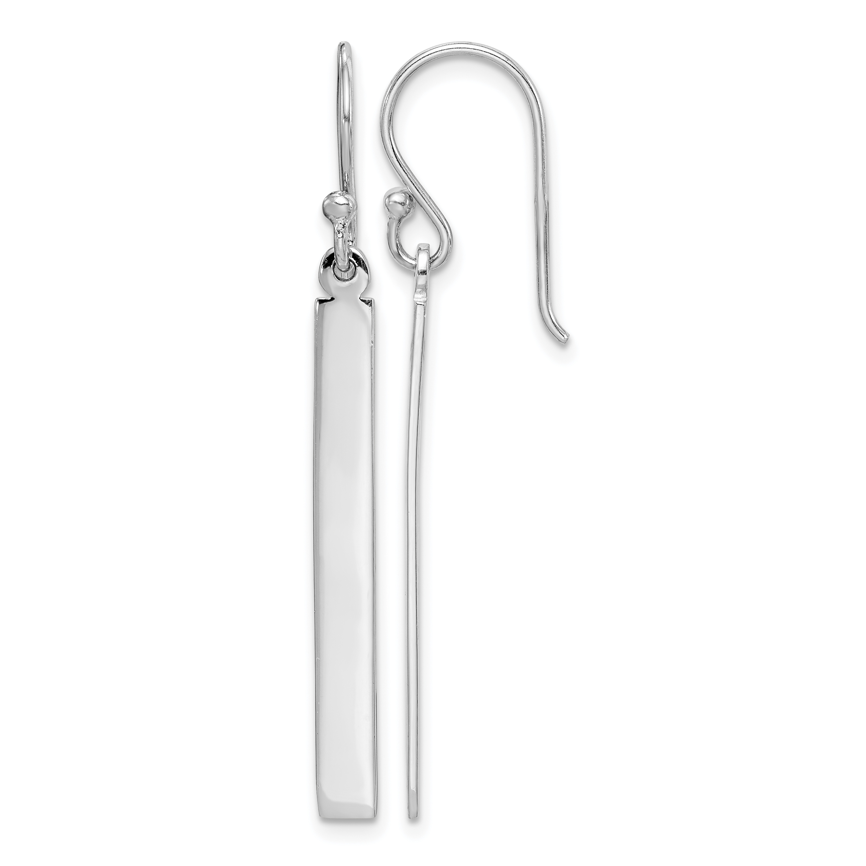 Sterling Silver Rhodium-plated Polished Bar Dangle Earrings (QE14840)