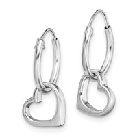 Sterling Silver Rhodium-plated Heart Hoop Earring view 2