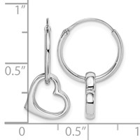 Sterling Silver Rhodium-plated Heart Hoop Earring view 4